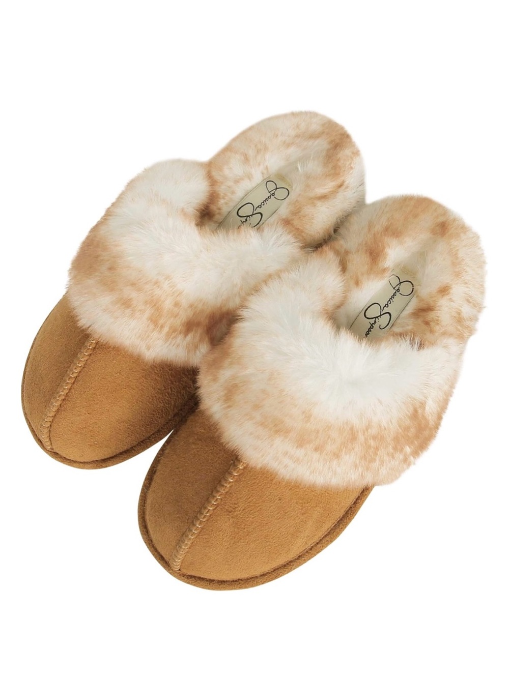 Plush faux fur memory foam slide slippers by Jessica Simpson. Like new! Size 8/9